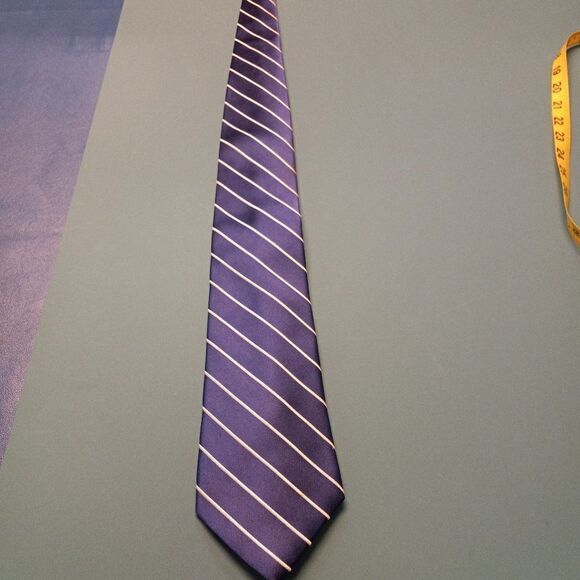City of London Silk Blue with White stripe Tie - Picture 2 of 7